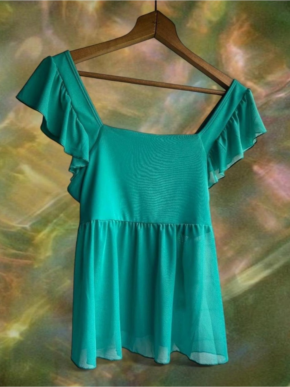Women’s Off-Shoulder Ruffle Peplum Top - Teal